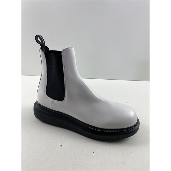 Alexander McQueen White Leather Pull On Platform Chelsea Boots Men’s Size 44 E main image 8
